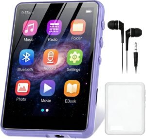 128GB MP3 Player with Bluetooth 5.4, 2.4" Portable HiFi Music Player with FM Radio HD Speaker E-Book, Digital Music Player Earphones Included
