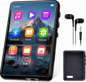 128GB MP3 Player with Bluetooth 5.4, HiFi Digital Music Player with 2.4" Touch Screen & Built-in Speaker, Portable Lossless Audio Player with FM Radio, Voice Recorder, E-Book, Wired Earphones Included