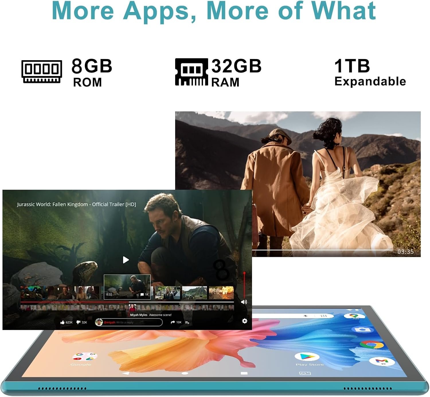 1792404803 Android Tablet 10 Inch Tablet With Case Stylus Android 15 Tablets 8GB RAM 32GB ROM Support 1TB Expansion 6000mah Battery 10 1 IPS HD Touchscreen 2MP8MP Dual Camera WIFI 6 Bluetooth5 0 Tablets