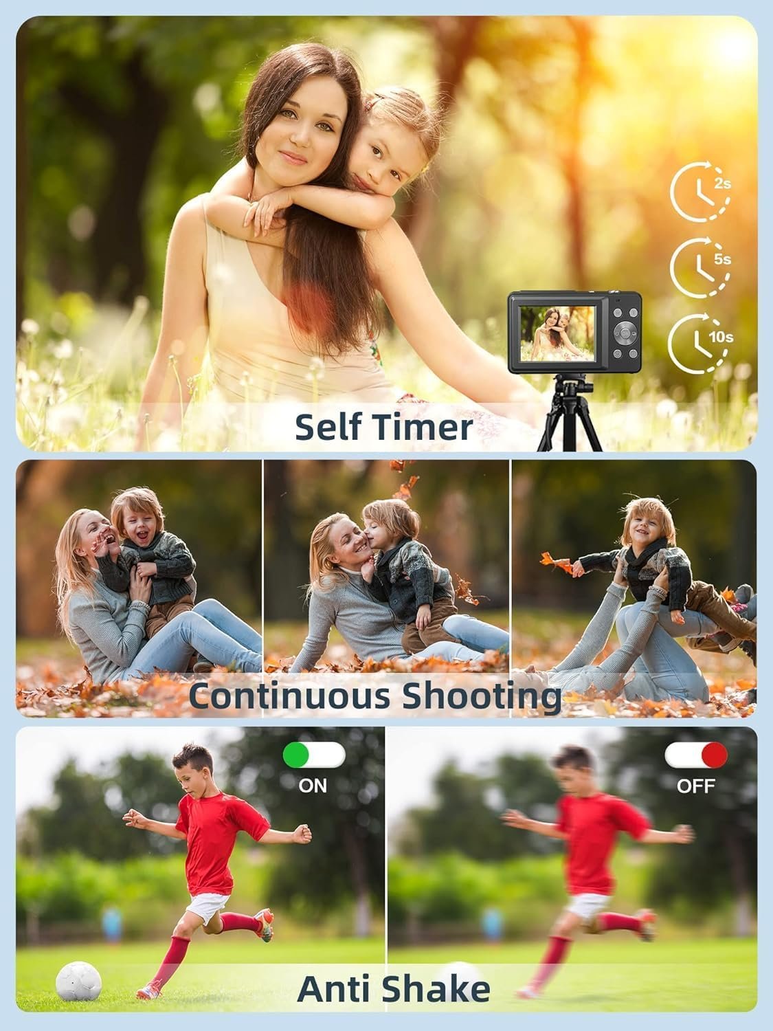 1792407780 Digital Camera 1080P with 32G Card 16X Zoom Flash Portable for Kid Black