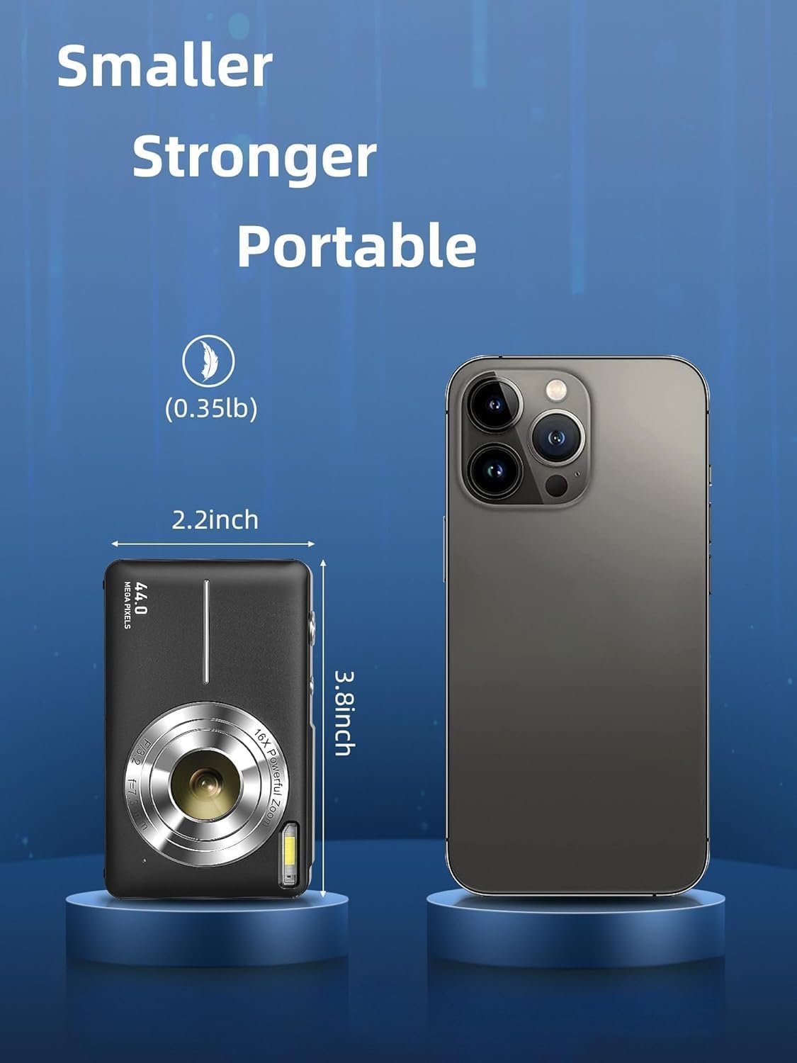 1792407782 Digital Camera 1080P with 32G Card 16X Zoom Flash Portable for Kid Black