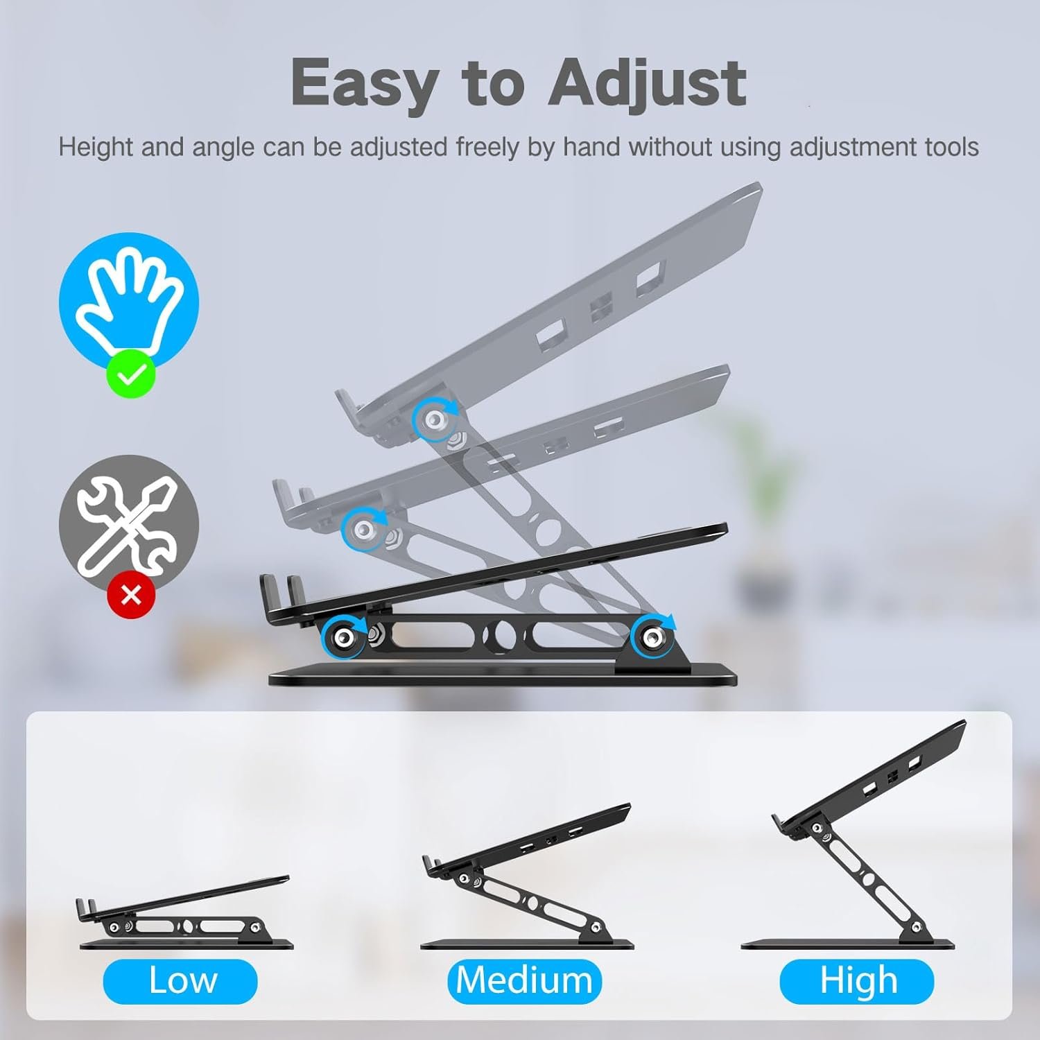 1792411716 Adjustable Laptop Stand for Desk Metal Laptop Riser Holder