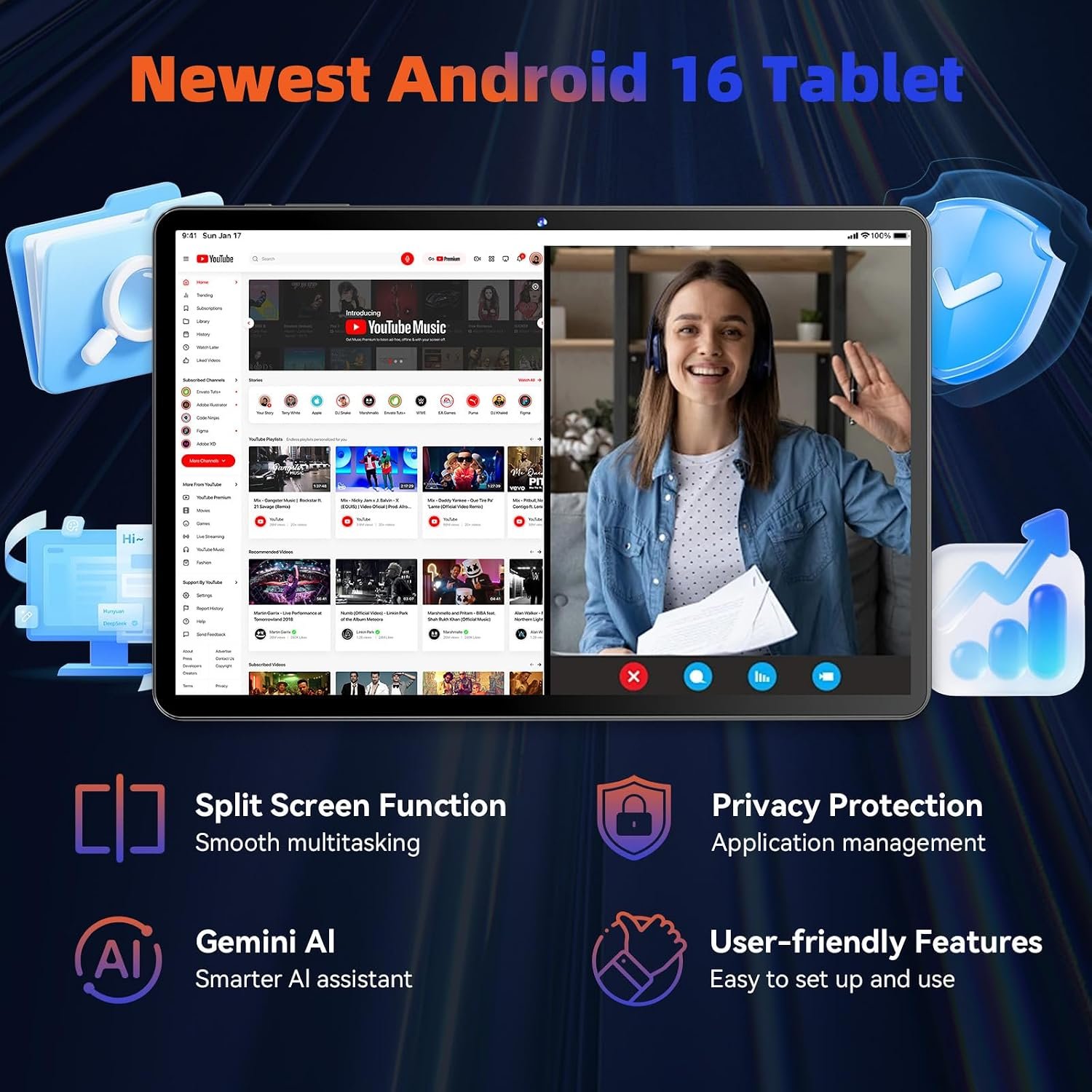 1792449376 Tablet 10 1 inch Android 16 Tablet with Octa core Processor 26GB RAM 128GB ROM 2 TB Expandable 1280x800 HD IPS Touchscreen 8H Battery GPS Wi Fi 6 BT 5 4 Dual Camera