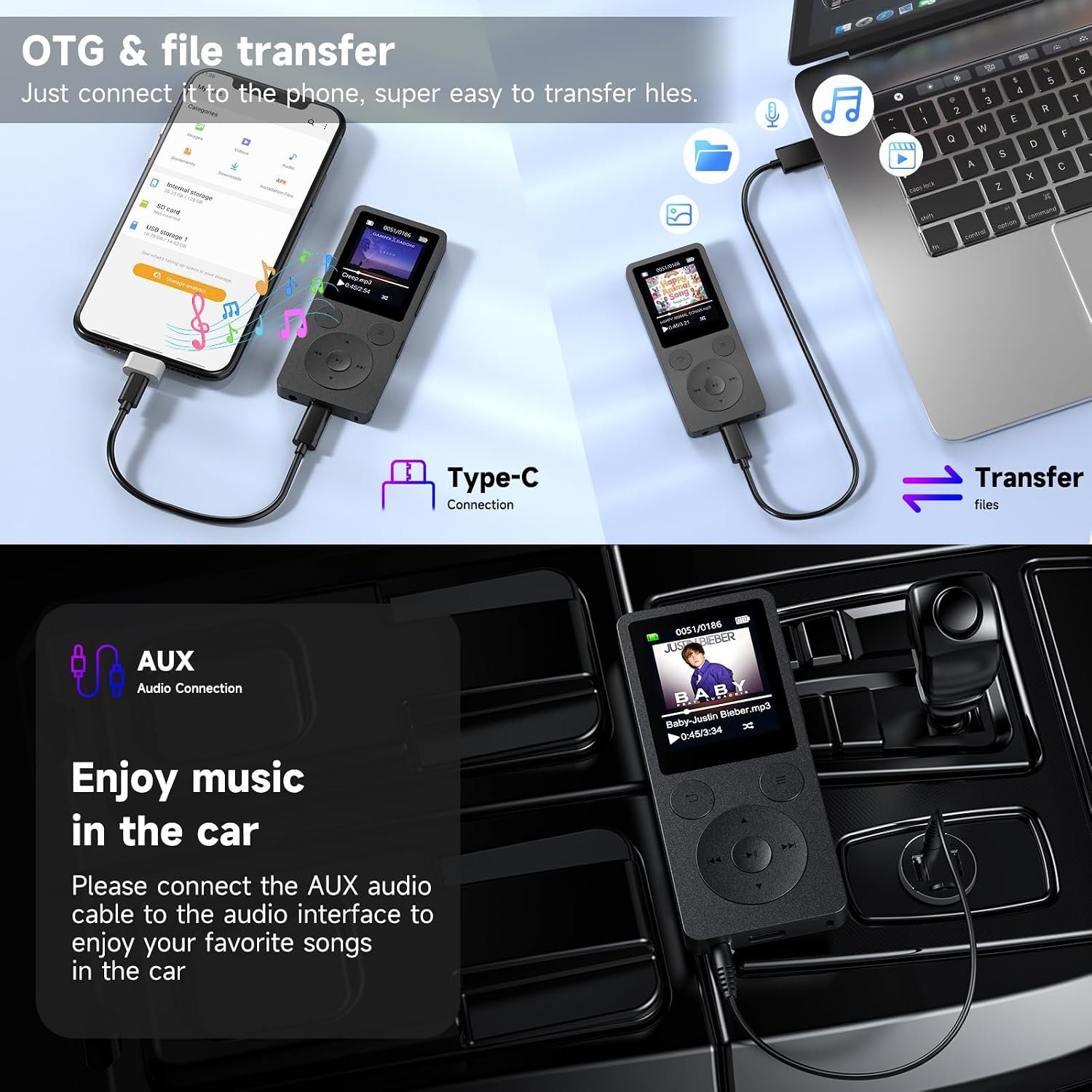 1792479094 32GB MP3 Player with Bluetooth 5 3 Speaker Physical Buttons