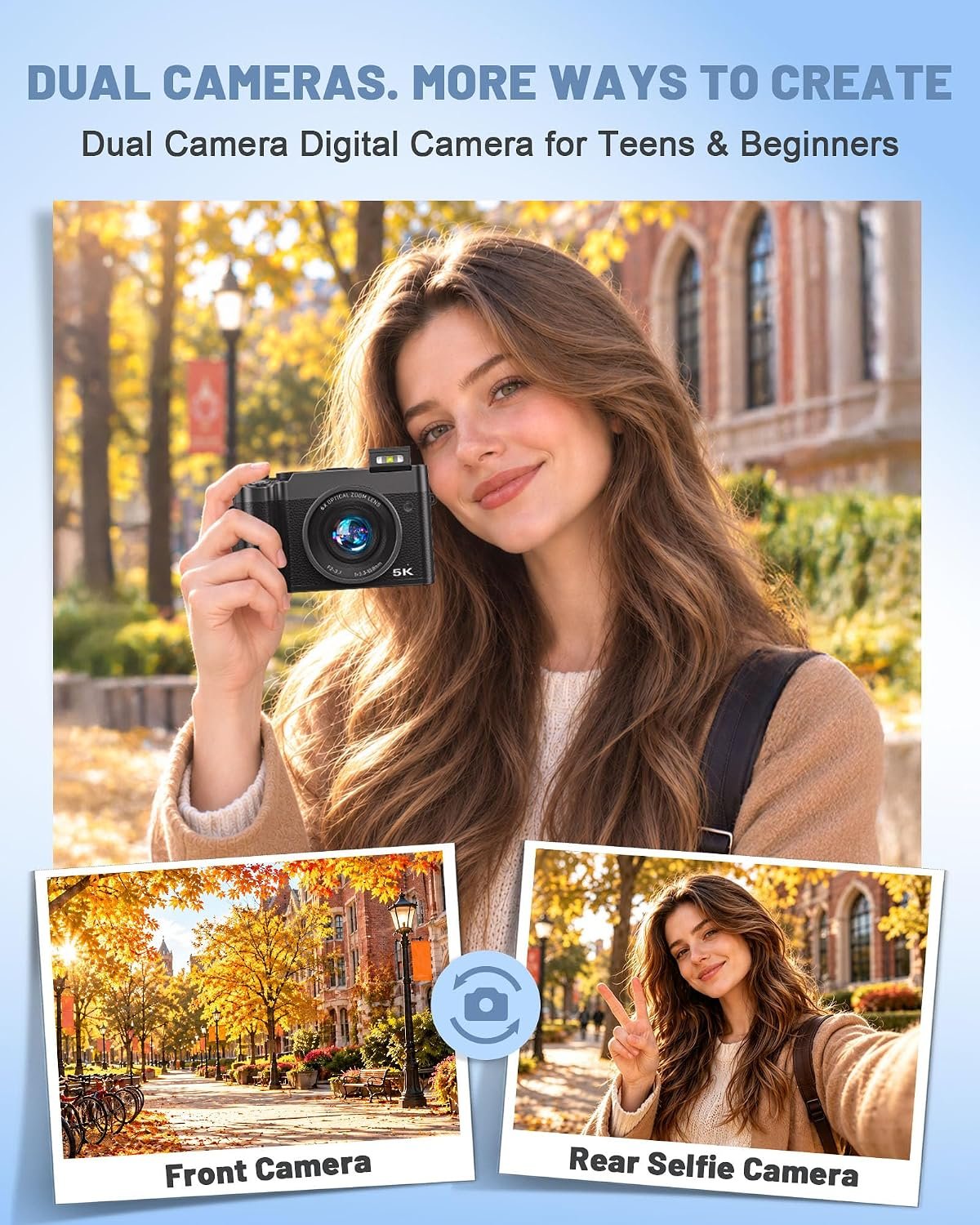 1792492116 5K Digital Camera with 6X Optical Zoom64MP WiFi Camera with 64GB Card