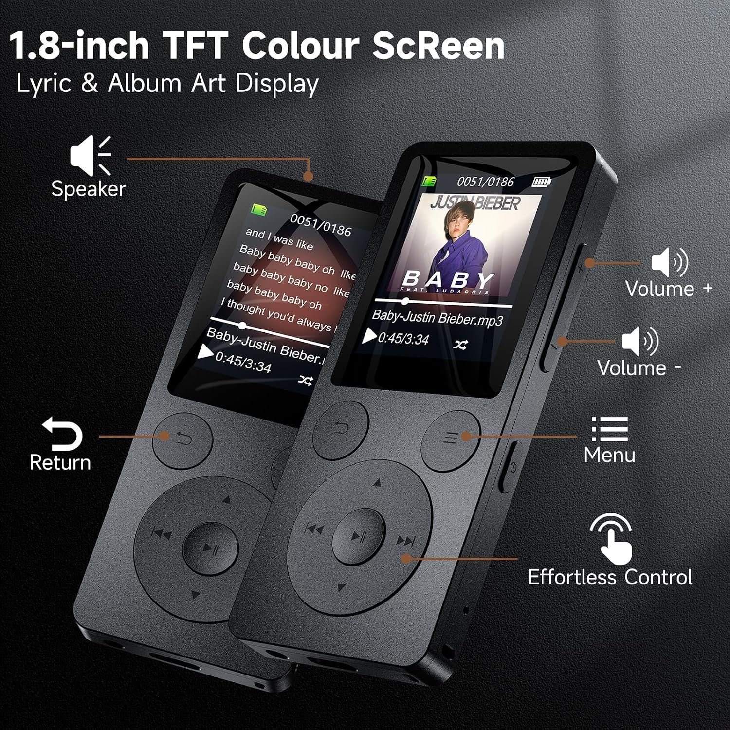 32GB MP3 Player with Bluetooth 5 3 Speaker Physical Buttons