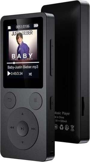 32GB MP3 Player with Bluetooth 5.3 & Speaker, Physical Buttons