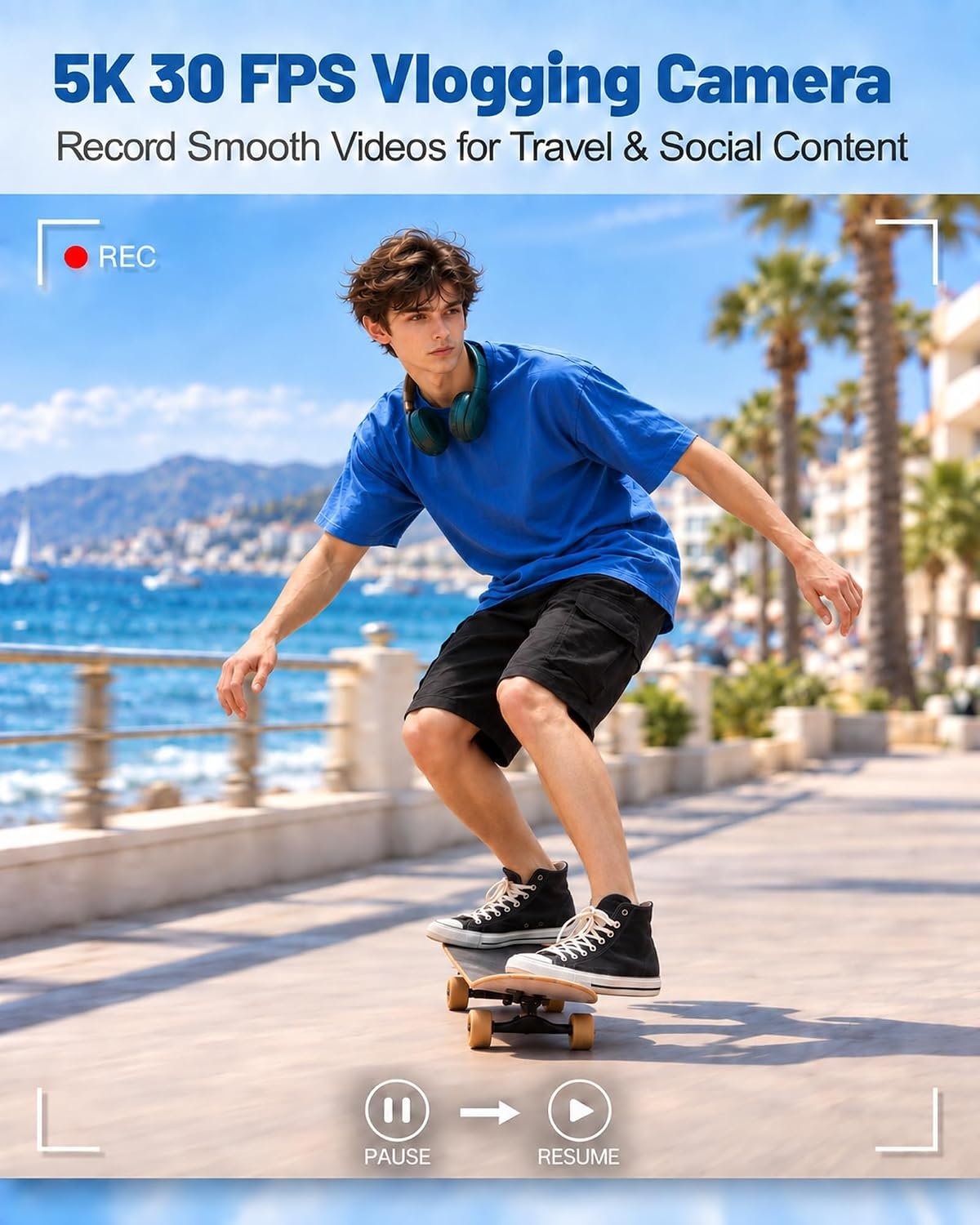 5K Digital Camera with 6X Optical Zoom64MP WiFi Camera with 64GB Card