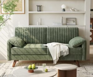 64.5" Loveseat Sofa, Chenille Loveseat Couch for Living Room, Green