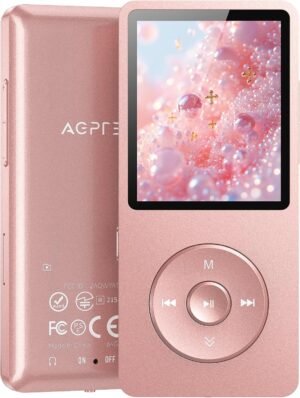 AGPTEK A02PL 64GB MP3 Player, 65 Hours Playback Music Player, Rose Gold