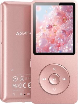AGPTEK A02S 16GB MP3 Player, 65 Hours Playback Music Player, Rose Gold