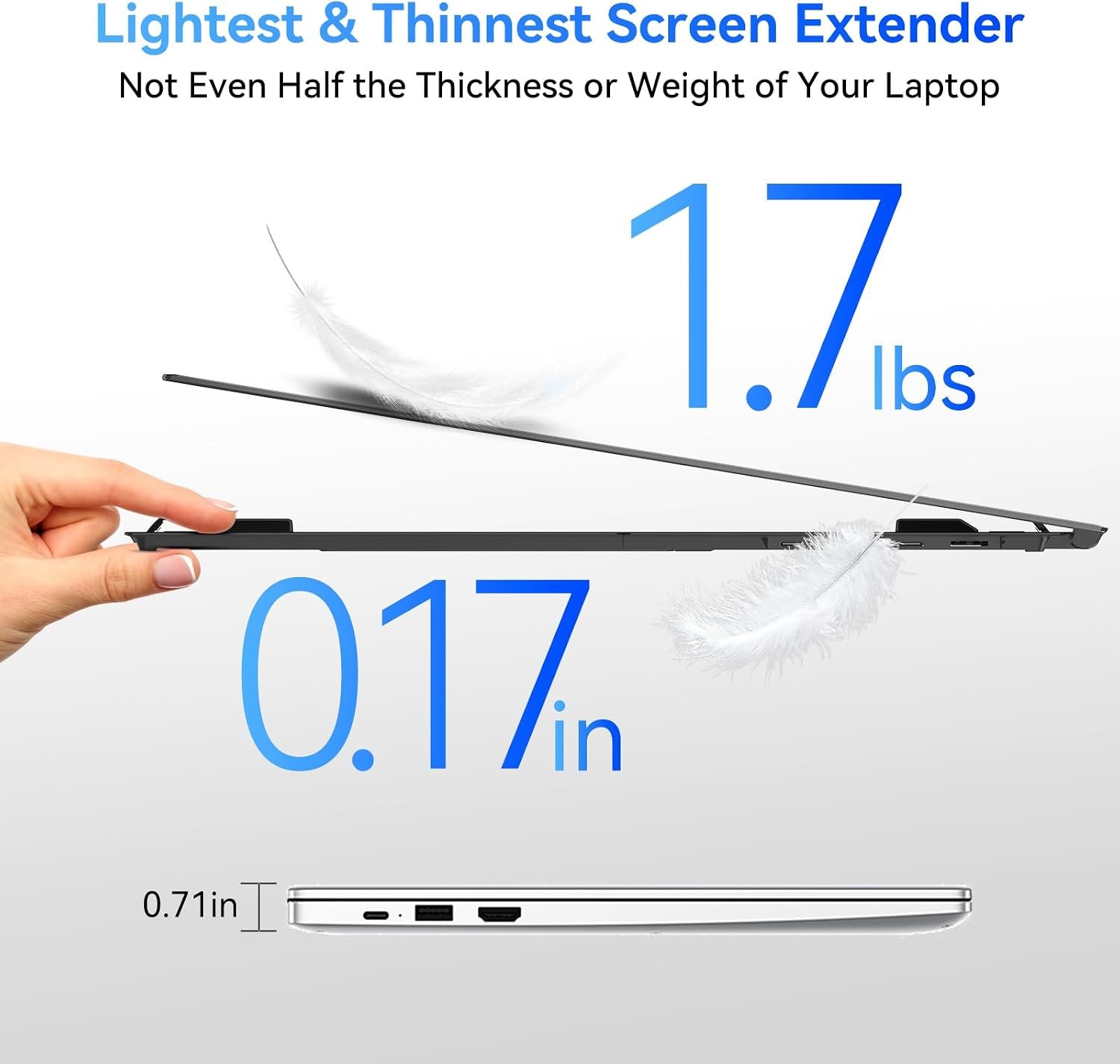 Blackview Laptop Screen Extender 1 7lbs Ultra Light 0 17 Ultra Slim 15 6 FHD 1200P IPS Portable Laptop Monitor ExtenderTravel Dual Monitor for 14 17Plug Play for WindowsMacAndroidSwitch