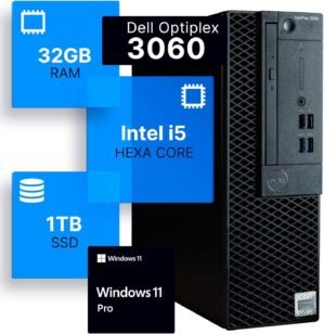 Dell Optiplex 3060 Desktop Computer Intel i5-8500 (3.2) 32GB DDR4 RAM 1TB SSD Solid State Built in WiFi Bluetooth Windows 11 Professional Home or Office PC (Renewed)