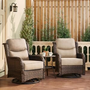 Luxury Outdoor Swivel Rocker Patio Chairs of 2 with Side Table
