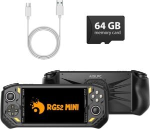 RG52MINI Retro Handheld Game Console, 5.5 Inch IPS Screen, Portable Dual System, 64GB Support 30 Emulator&22000 Classic Games, WiFi Networked Fighting, HDMI TV Output, 5000mAh Battery(Black 64GB)