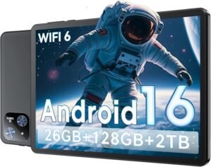 Tablet, 10.1 inch Android 16 Tablet with Octa-core Processor 26GB RAM 128GB ROM 2 TB Expandable, 1280x800 HD IPS Touchscreen, 8H Battery, GPS, Wi-Fi 6, BT 5.4, Dual Camera